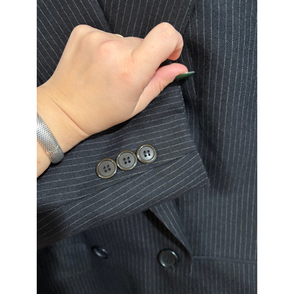 Giorgio Sant’Angelo Womens Black Pinstripe Wool Blazer Size 14 Made USA - Picture 6 of 9
